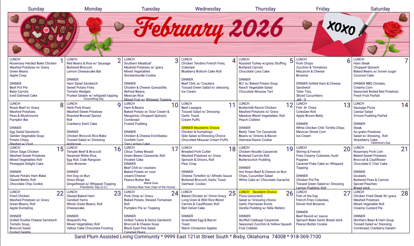 SP FEb Diet -Premier- Sand Plum Assisted Living